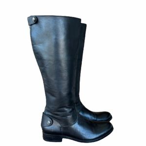 Frye Melissa Button Back Zip Black Leather Riding Boot Womens Size 7B 3471368